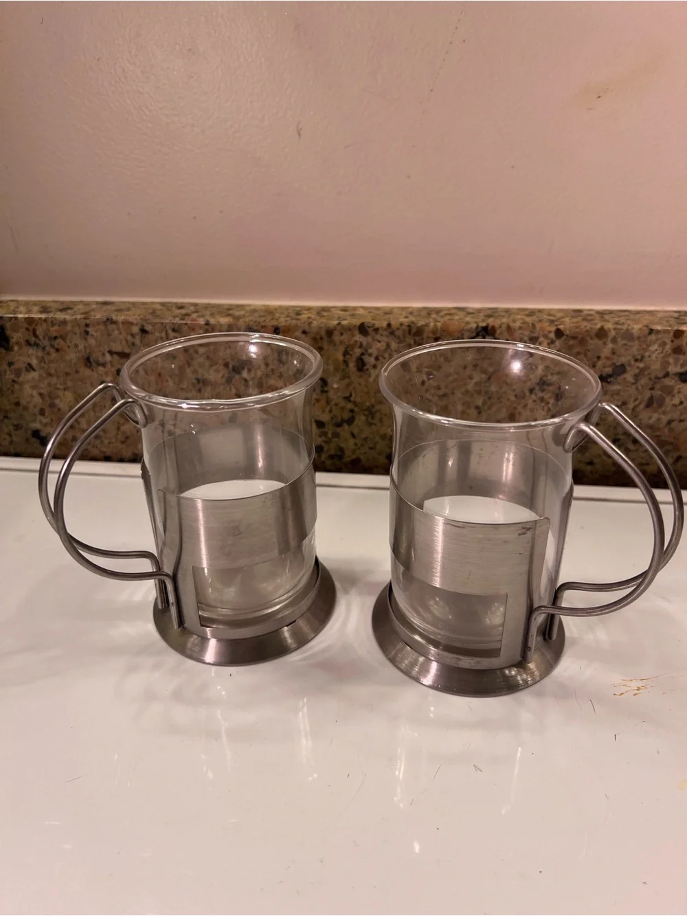500 ml French Press Coffee Maker (8” Tall) & 2 Mugs with Stainless Steel Handles